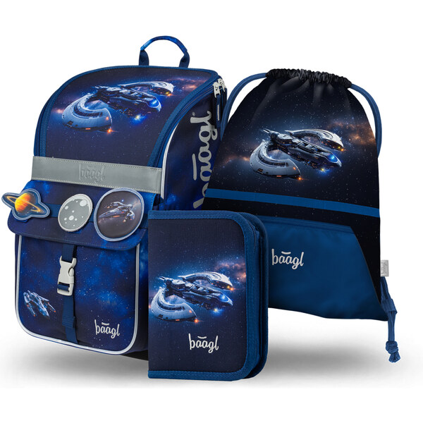 BAAGL SET 3 Zippy Vesmírná loď: aktovka, penál, sáček 63475196