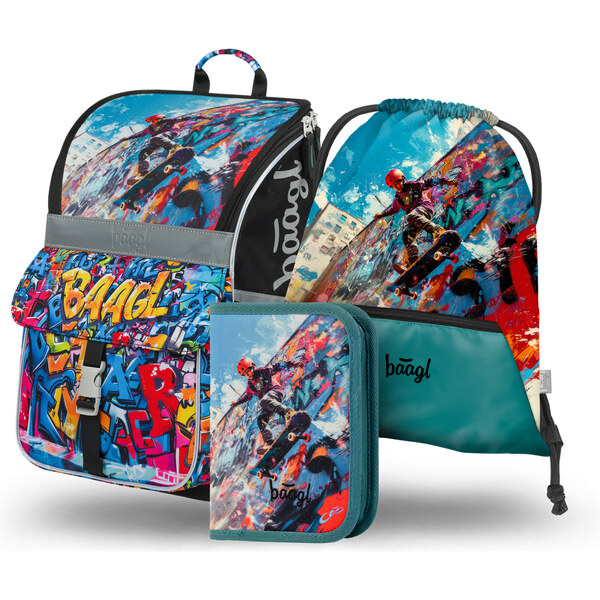 BAAGL SET 3 Zippy Skatepark: aktovka, penál, sáček 63475195