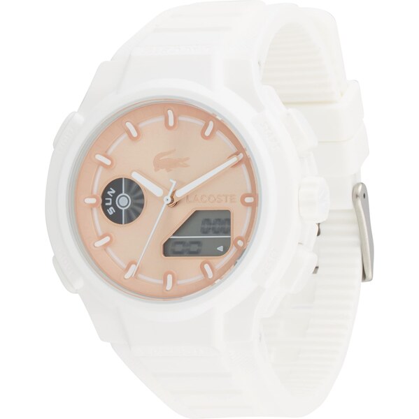 LACOSTE Analógové hodinky marhuľová / biela 63199756