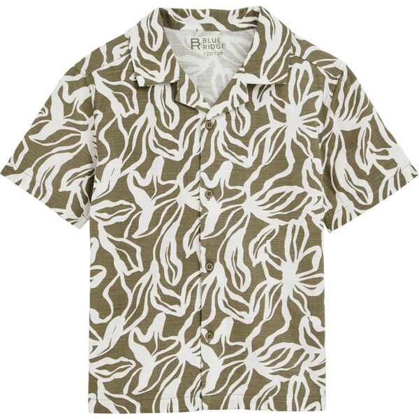 WE Fashion Košeľa olivová / biela 63199902