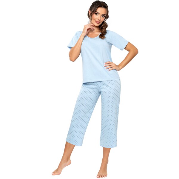 Donna Dámske bavlnené pyžamo 3/4 Sky, Farba nebesky modrá 63198321