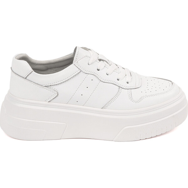 BASIC Biele dámske kožené sneakersy na platforme Sergio Leone SP-100W 63233051