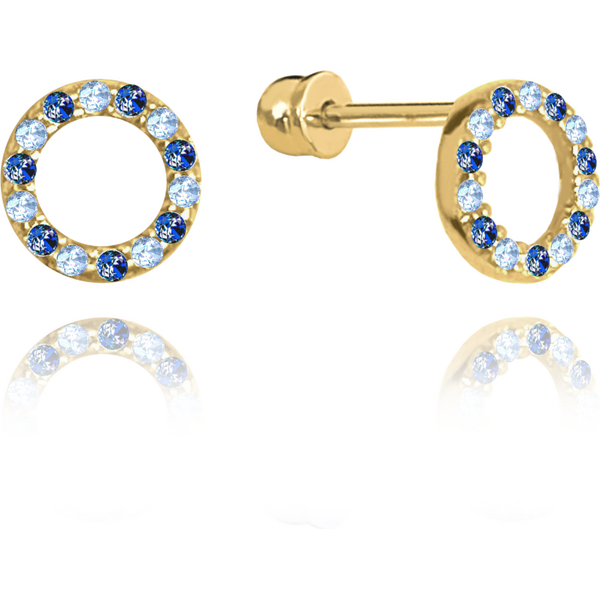 OLIVIE MINET Zlaté náušnice na šroubek se světle a tmavě modrými 64933768