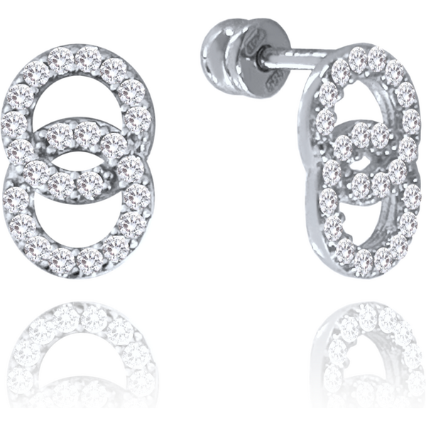 OLIVIE MINET Elegantní zlaté náušnice na šroubek z bílého zlata s 64927997