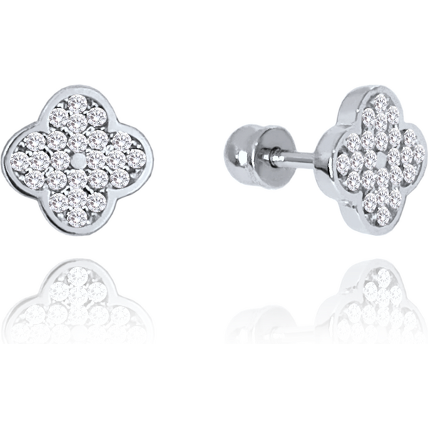 OLIVIE MINET Elegantní zlaté náušnice na šroubek z bílého zlata s 64927998