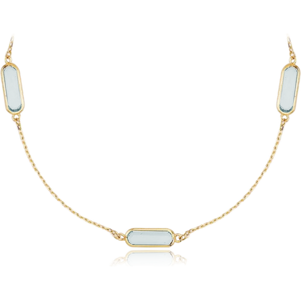 OLIVIE MINET Elegantní zlatý náhrdelník se světle modrými zirkony Au 64899265