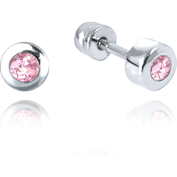 OLIVIE MINET Náušnice na šroubek z bílého zlata s růžovými zirkony Au 64928001