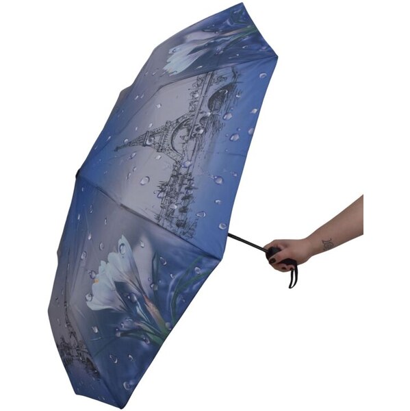 JOHN-C Modro-biely dáždnik s kvetinami ZOE 63226067