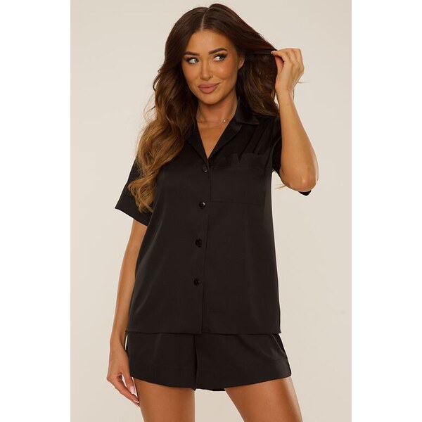 De Lafense Saténové dámske pyžamo Cordelia čierne 63248310