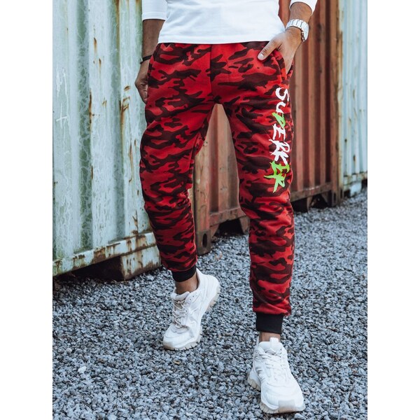 Dstreet Maskáčové červené tepláky pre pánov 63232735