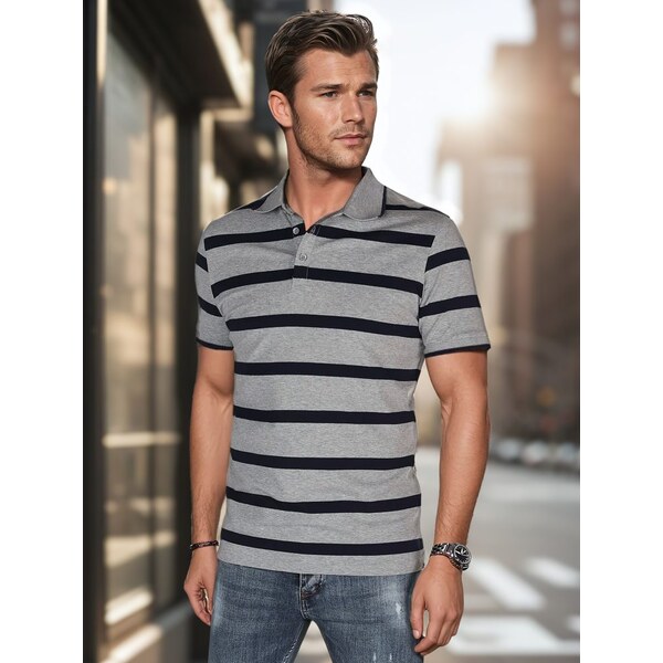 Dstreet Trendy šedá pánska polokošeľa 63232743