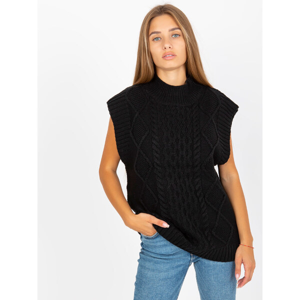 SUBLEVEL Čierna pletená vesta D90027Z90816A3-black 35456192