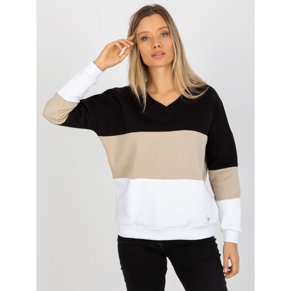 RELEVANCE Čierna dámska pruhovaná mikina RV-BL-8377.89-black-beige 57950957