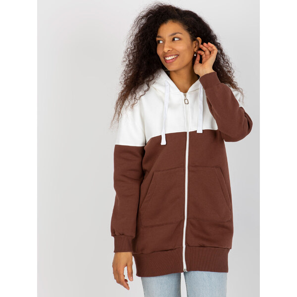 BASIC Hnedo-biela dámska mikina na zips EM-BL-762.24X-brown 37156580
