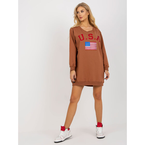 BASIC Svetlohnedé mikinové šaty USA VI-BL-3192.23P-light brown 37266411
