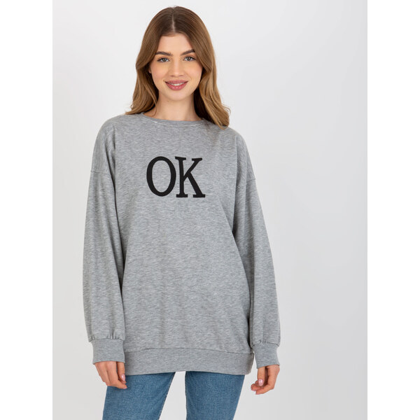 BASIC Sivá mikina s nápisom OK EM-BL-ES-21-536.94-gray 37266428