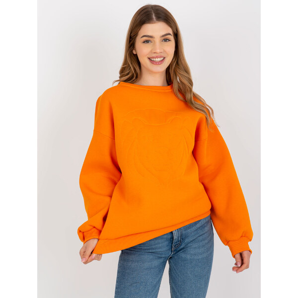 BASIC Neónovo-oranžová mikina s potlačou leva EM-BL-617-4.41P-orange 37266429
