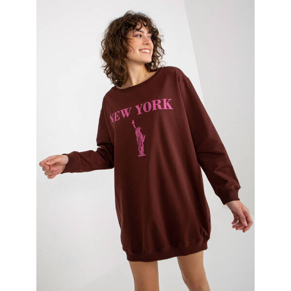 VITON Hnedé mikinové šaty New York -VI-BL-3212.15X-brown 37318262