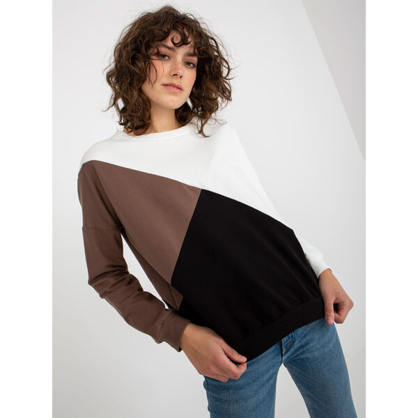 RELEVANCE Colorblock mikina - biela/béžová/čierna -RV-BL-8463.41P 57951168