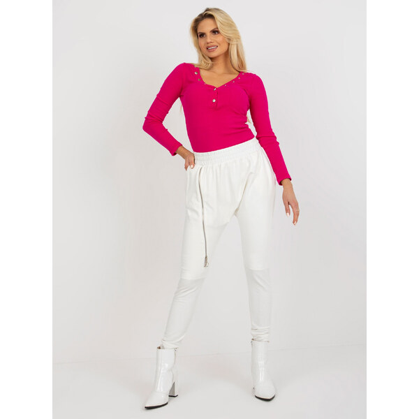 BASIC Smotanové voľné tepláky s ozdobným zipsom EM-DR-ES-21-558.10 37860271