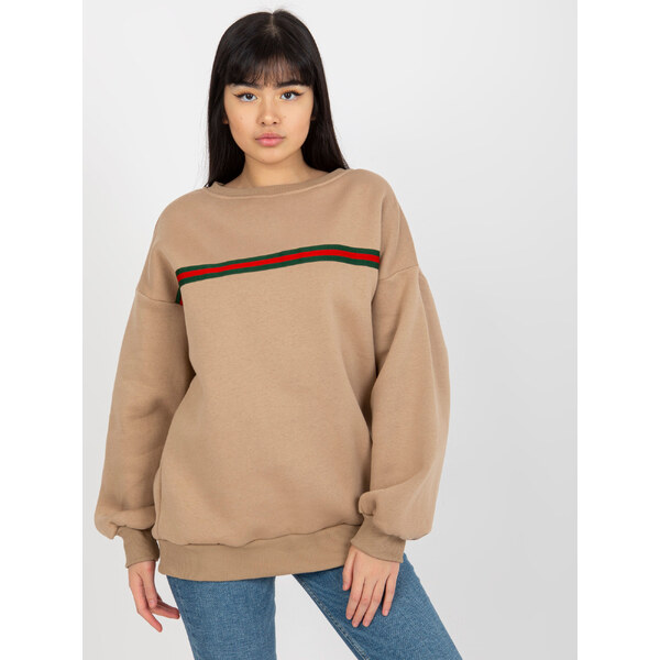 BASIC Tmavobéžová mikina s tenkým prúžkom EM-BL-760.01-dark beige 39117818