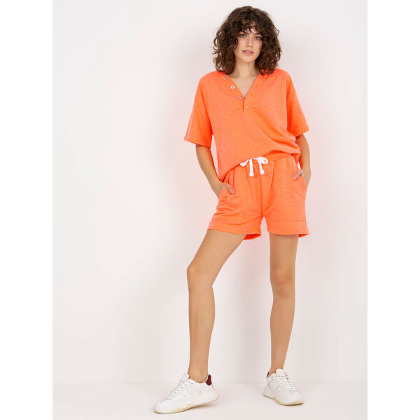 BASIC Neónovo-oranžová súprava blúzky a kraťasov EM-KMPL-743.27X-fluo 39226663