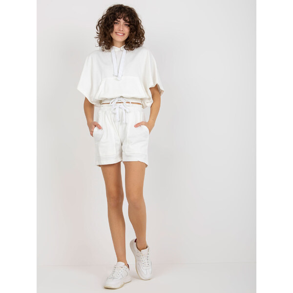 BASIC Smotanový dámsky krátky komplet kraťasov a mikiny EM-KMPL-744 39242657