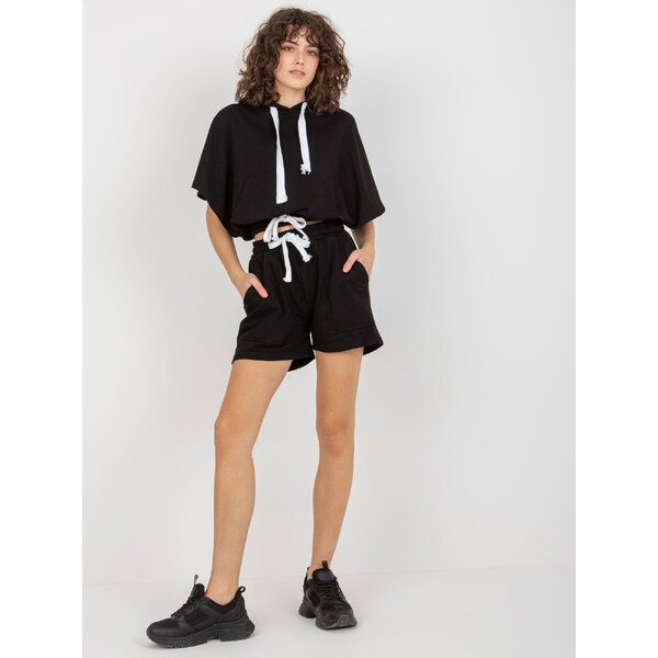 BASIC Čierny dámsky krátky komplet kraťasov a mikiny EM-KMPL-744.88P 39242666