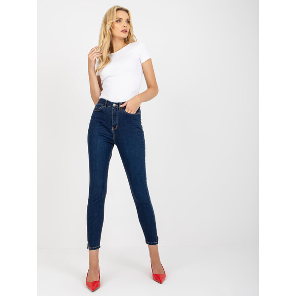 BASIC Tmavomodré skinny jeans s rozparkami D85008E61969-dark blue 35584633