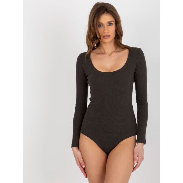 RELEVANCE Tmavé khaki body s dlhým rukávom RV-BO-6259-1.31-dark khaki 57951581