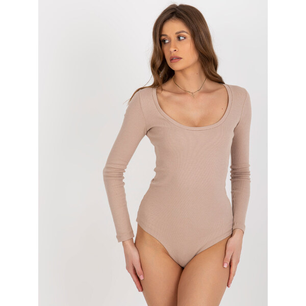 RELEVANCE Béžové body s dlhým rukávom RV-BO-6259-1.31-beige 57951592
