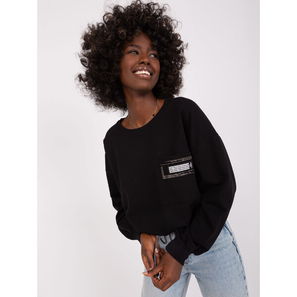 RELEVANCE Čierna crop mikina na zaväzovanie RV-BZ-8156.85-black 57952583