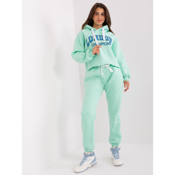 BASIC Mintová teplákovka Laraina s modrým nápisom London EM-KMPL-720 46021625