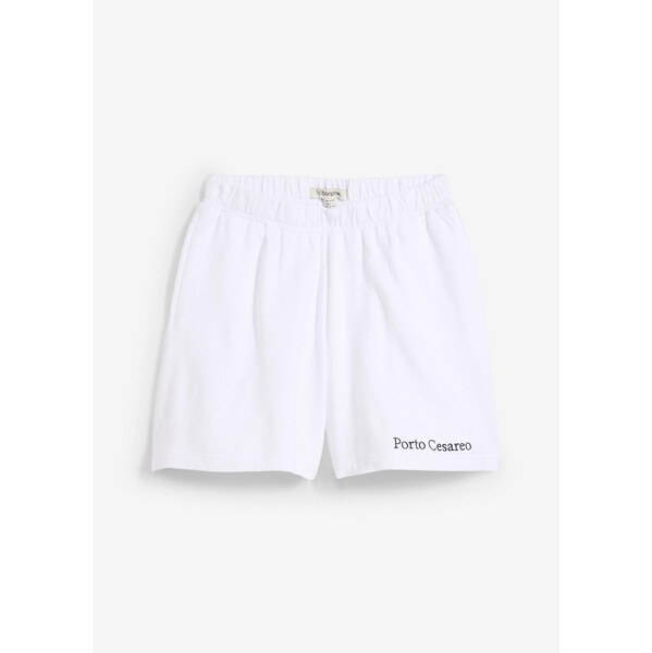 bonprix Teplákové šortky s výšivkou, farba biela 63234473