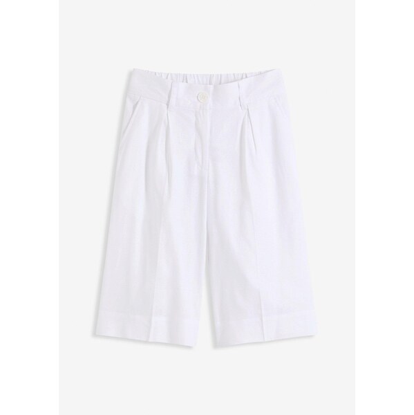 bonprix Široké bermudy z pláteného mixu, farba biela 63234654