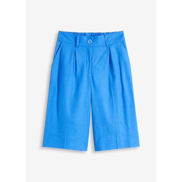 bonprix Široké bermudy z pláteného mixu, farba modrá 63234655