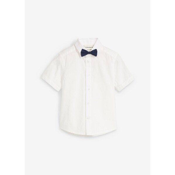 bonprix Košeľa a motýlik z čistej bavlny(2-dielna sada), farba biela 63234692