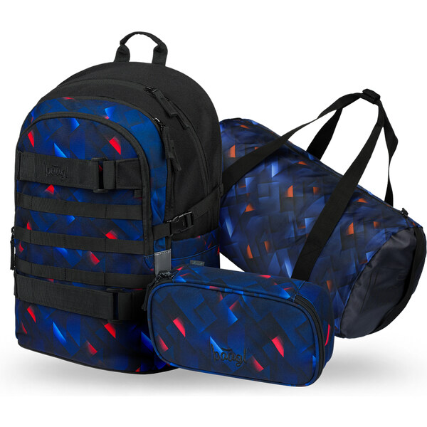 BAAGL SET 3 Skate Indigo: batoh, penál, sportovní taška 64414667