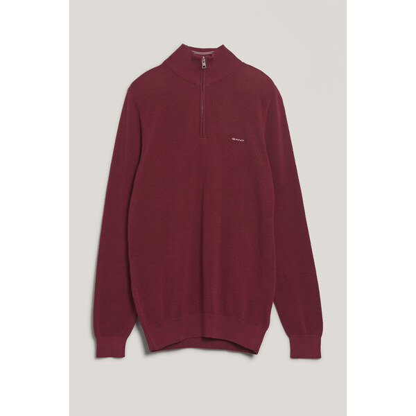 SVETER GANT COTTON PIQUE HALFZIP RICH WINE 56009036