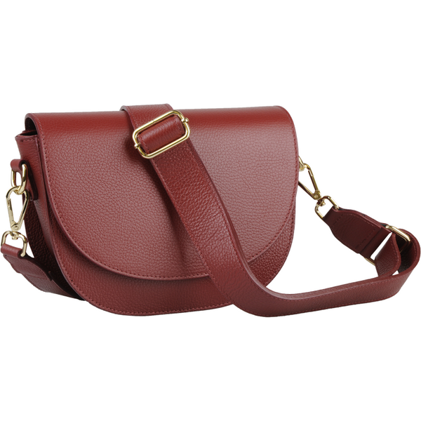 Červená kožená talianska crossbody kabelka Ramona Rossa Scura 63245100