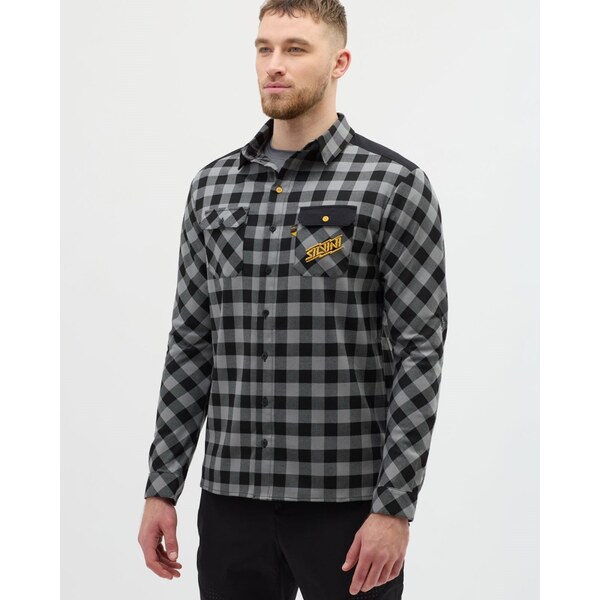 Pánska enduro flanelová košeľa Silvini Farini čierna/sivá 63247904