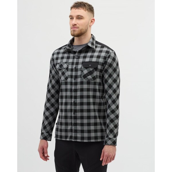 Pánska enduro flanelová košeľa Silvini Farini čierna/sivá 63247903