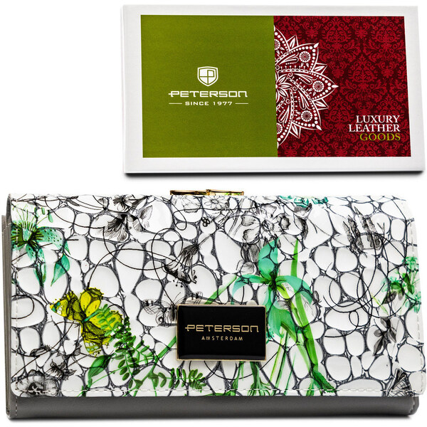 Peterson Viacfarebná, dámska peňaženka z pravej kože s kvetinovým 63247827