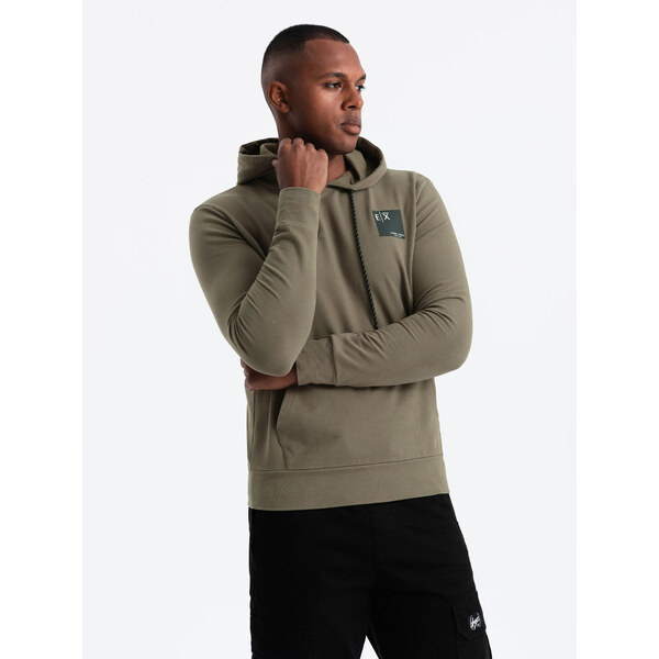 Ombre Mens kangaroo hoodie with logo - olive 64782424