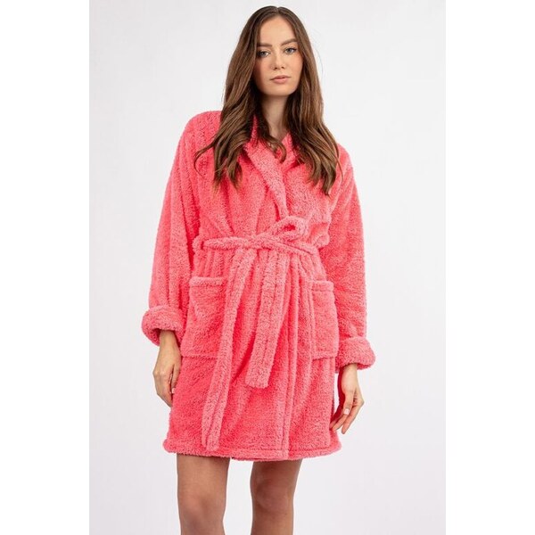 DKaren Krátky huňatý župan Eliza ružový 5536112