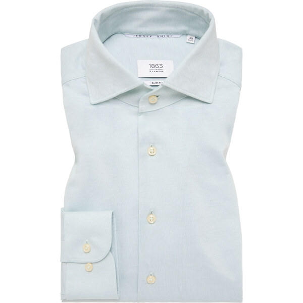 Pánska zelenkavá japanese knitted jersey košeľa ETERNA slim fit 63251691