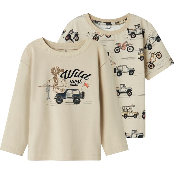 NAME IT Tričko NMMHAKO béžová / námornícka modrá / hnedá / čierna 63254210