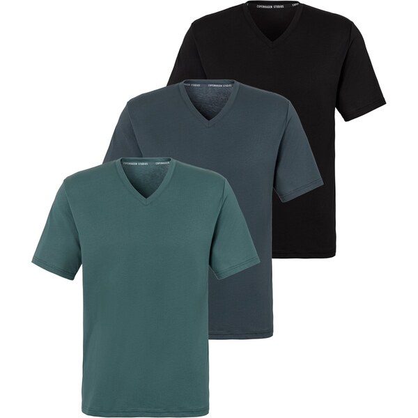 Copenhagen Studios Tričko dymovo modrá / smaragdová / čierna 63254354