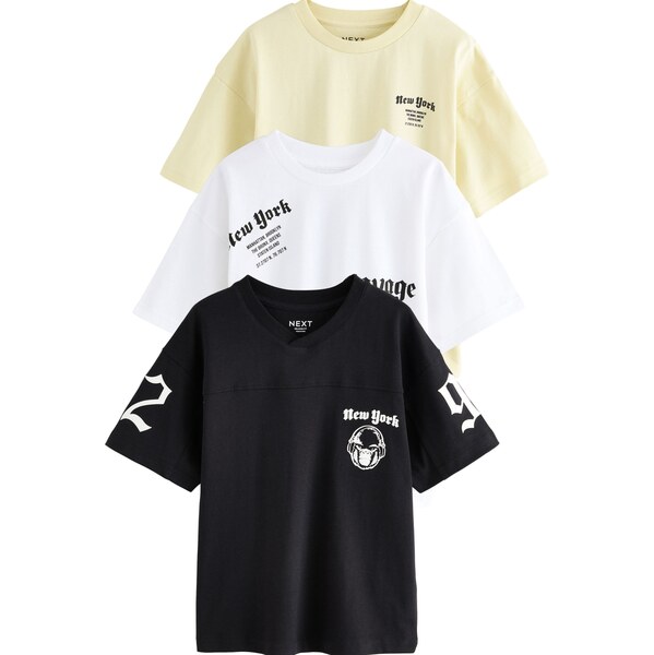 Next Tričko pastelovo žltá / čierna / biela 63254304