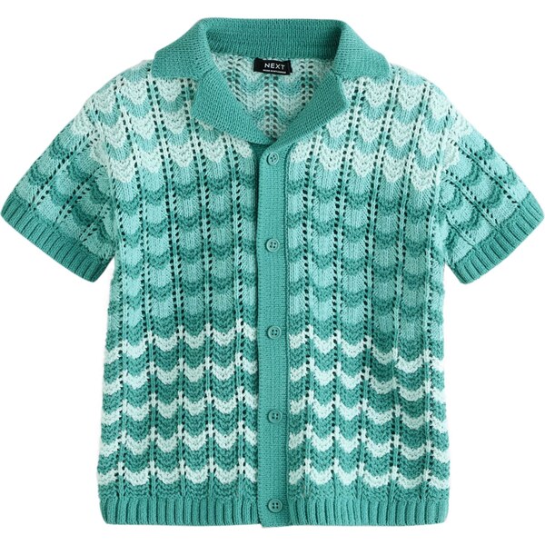 Next Tričko Strick mit Häkelkragen zelená / petrolejová 63254466